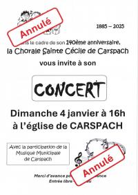 Annulation concert du 04 janvier de la chorale